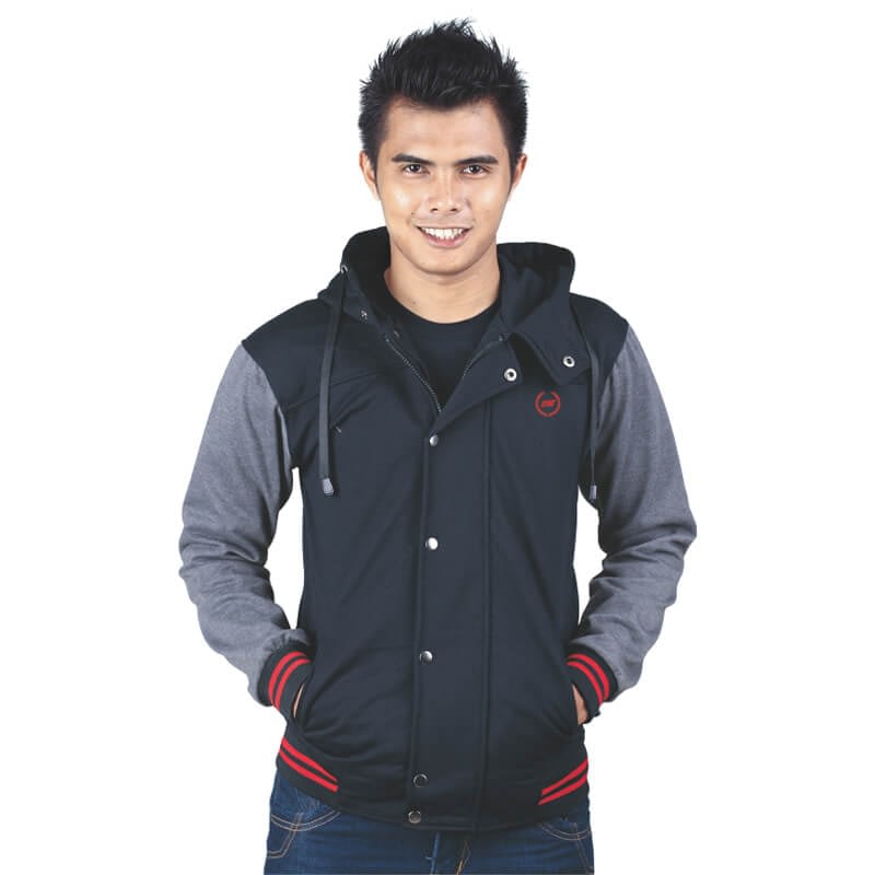 Catenzo Jaket  Hoodie  Pria Hitam Fleece HR 077 Toko 