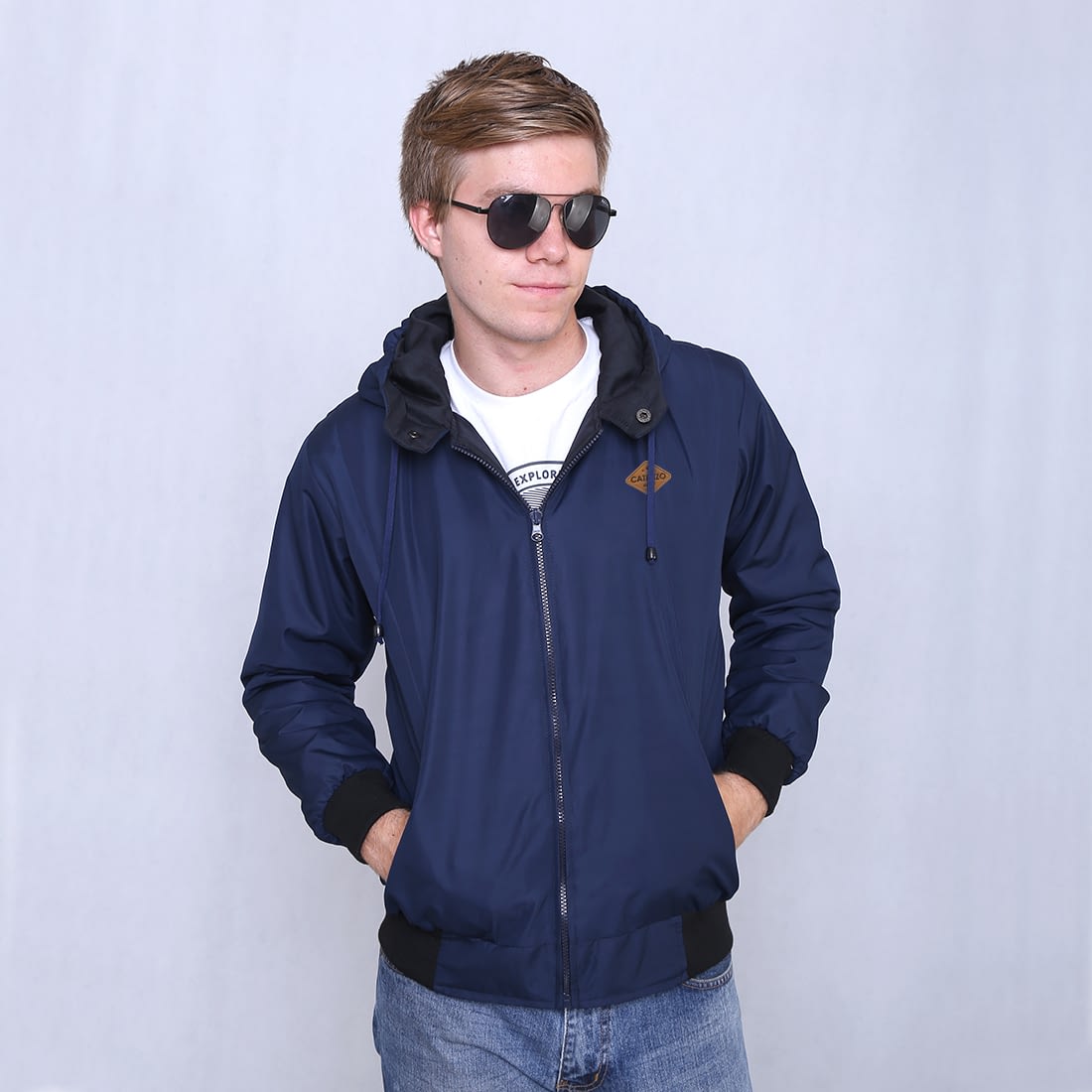 CATENZO JAKET  HOODIE PRIA BIRU NAVY TASLAN NU  147 Toko 